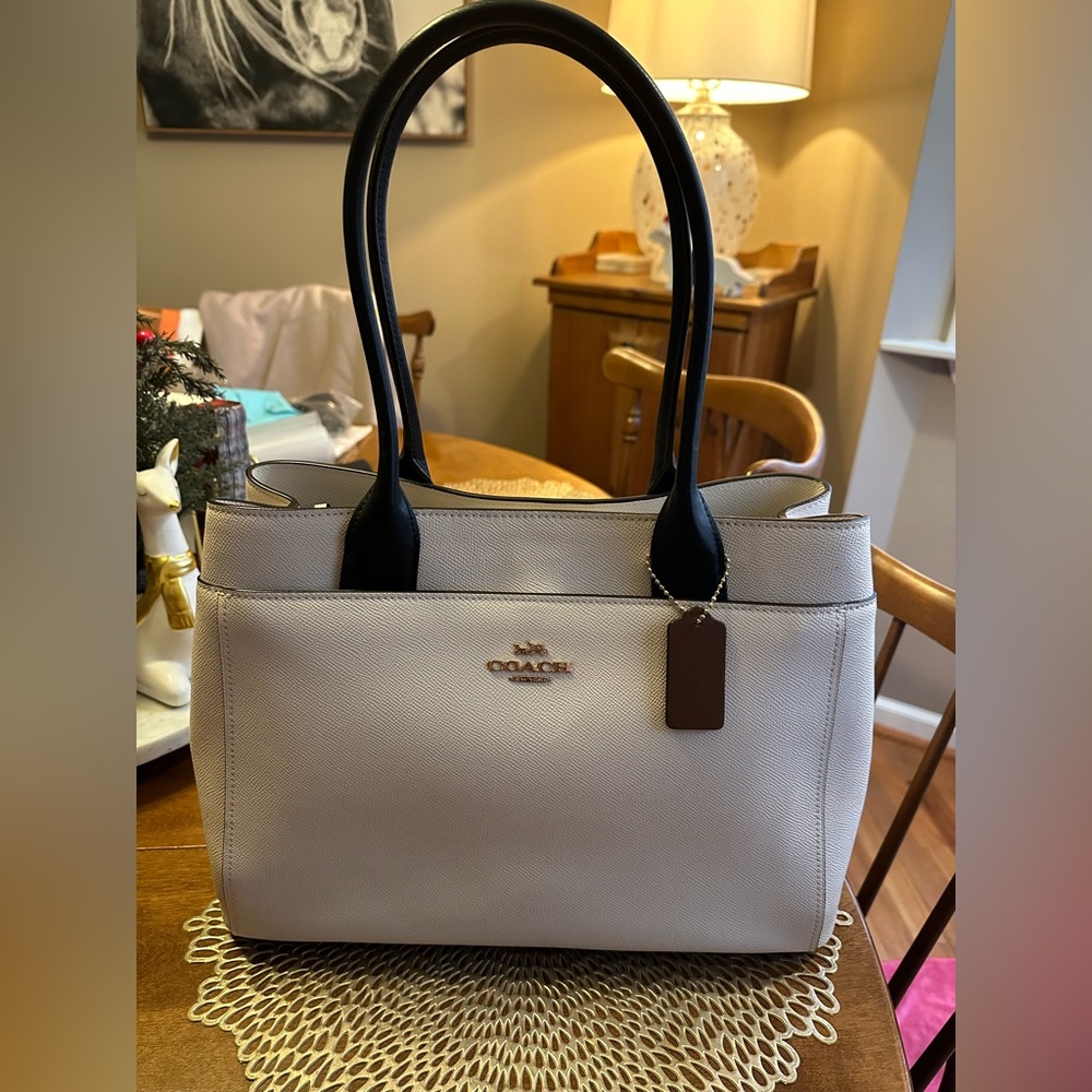 Coach Casey tote Chalk leather